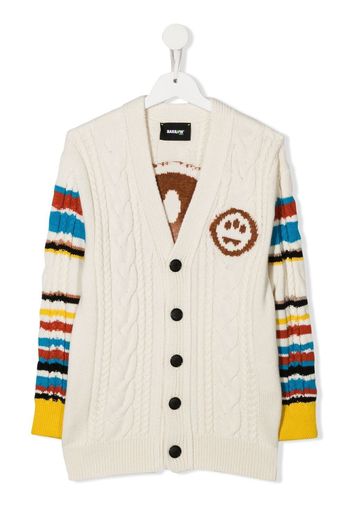 Barrow kids cable-knit striped cardigan - Weiß