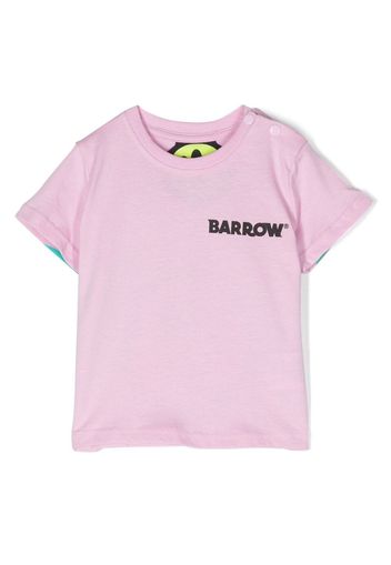 Barrow kids logo-print detail T-shirt - Rosa