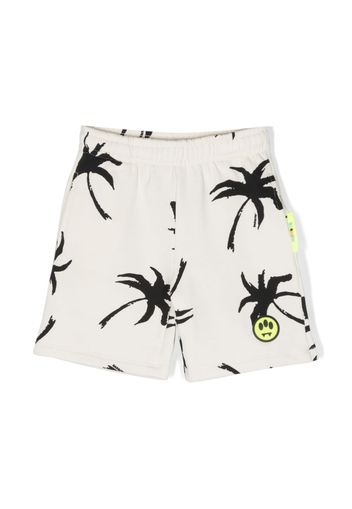 Barrow kids palm tree-print cotton shorts - Nude