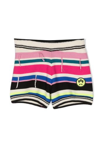 Barrow kids striped logo-patch knitted shorts - Nude