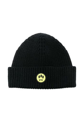 Barrow kids logo-patch purl-knit beanie - Schwarz