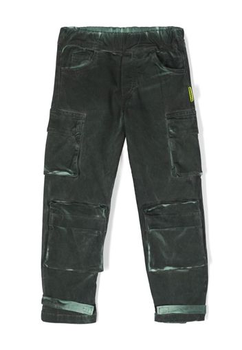 Barrow kids bleach-effect tapered cargo pants - Grün