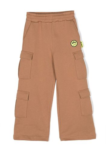 Barrow kids smiley-face cotton cargo trousers - Braun