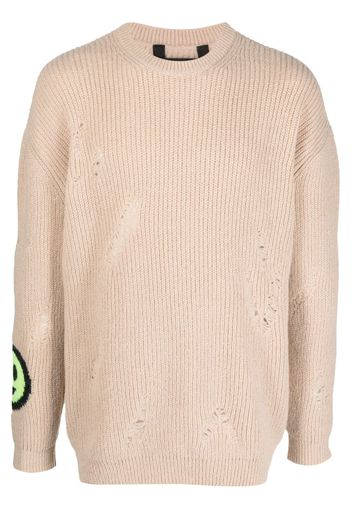 BARROW distressed intarsia-knit logo jumper - Nude