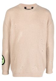 BARROW distressed intarsia-knit logo jumper - Nude