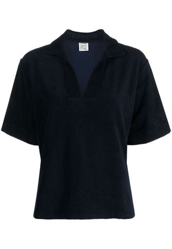 Baserange V-neck corduroy polo shirt - Blau