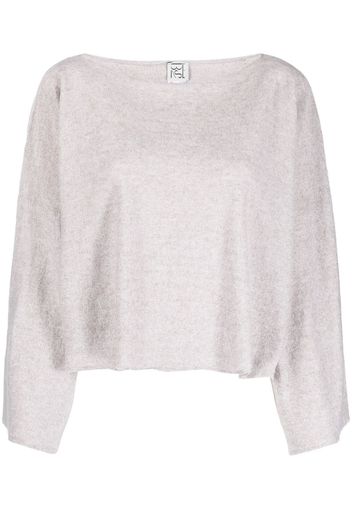 Baserange boat-neck cropped knitted top - Nude