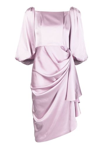 BAZZA ALZOUMAN bell-sleeve silk wrap dress - Violett