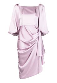 BAZZA ALZOUMAN bell-sleeve silk wrap dress - Violett
