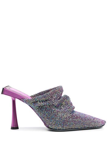 Benedetta Bruzziches crystal embellished square toe mules - Violett