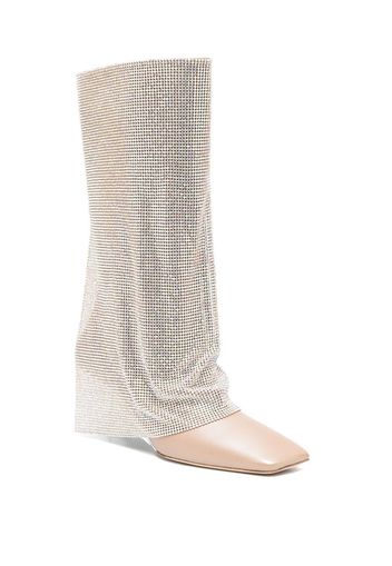 Benedetta Bruzziches Virginia 95mm crystal-drape boots - Nude