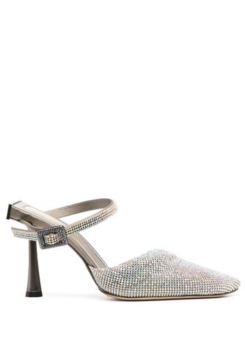 Benedetta Bruzziches Elena 95mm crystal mesh mules - Nude