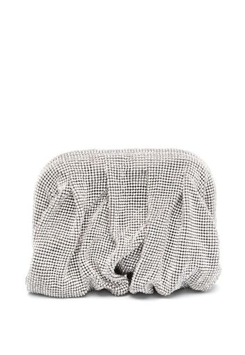 Benedetta Bruzziches rhinestone-embellished draped clutch bag - Weiß