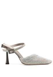 Benedetta Bruzziches Elena 95mm crystal mesh mules - Nude