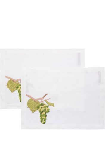Bernadette grape-embroidered placemats (set of two) - Weiß