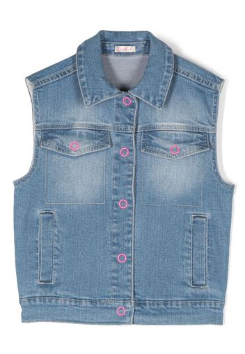 Billieblush heart-motif denim vest - Blau