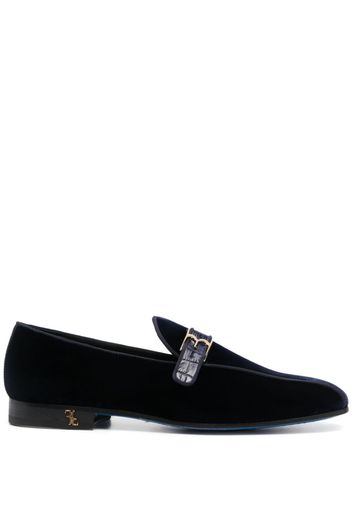 Billionaire logo-plaque velvet loafers - Blau