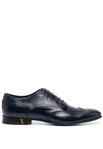 Billionaire crocodile-effect leather derby shoes - Blau