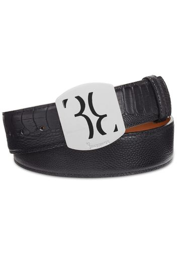 Billionaire ostrich-leather logo belt - Schwarz