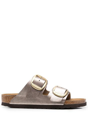 Birkenstock Flache Sandalen im Metallic-Look - Nude