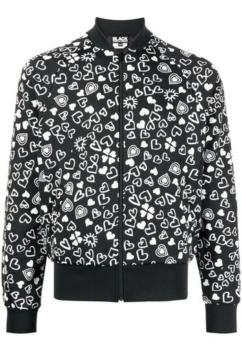 Black Comme Des Garçons heart-print zipped bomber jacket - Schwarz