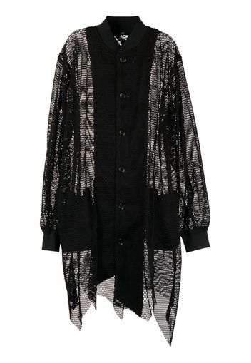 Black Comme Des Garçons open-knit asymmetric bomber jacket - Schwarz