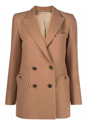 Blazé Milano Doppelreihiger Seidenblazer - CAMEL