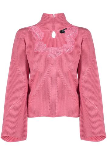 Blumarine lace-detail knitted top - Rosa