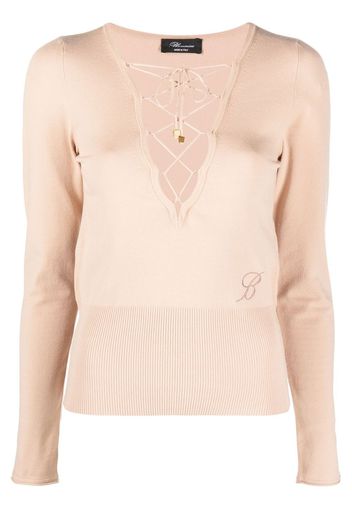 Blumarine lace-up fastening knit jumper - Nude