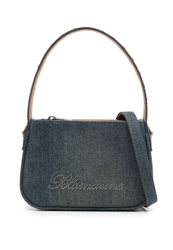 Blumarine rhinestone-logo denim mini bag - Blau