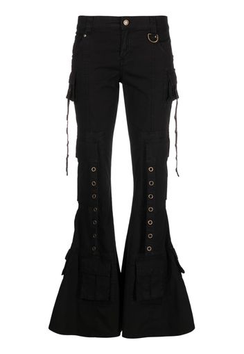 Blumarine eyelet-detail flared trousers - Schwarz