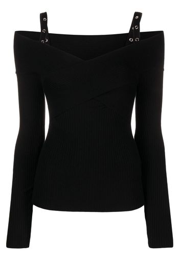 Blumarine off-shoulder knitted top - Schwarz