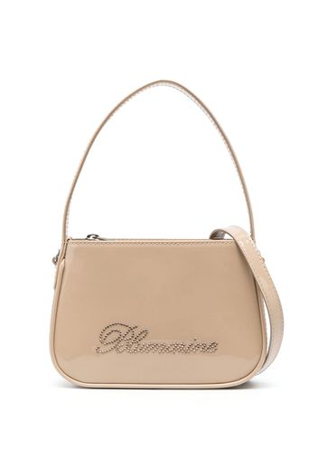 Blumarine patent-finish rhinestone tote bag - Nude