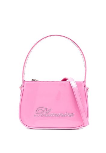 Blumarine rhinestone-logo patent-finish tote bag - Rosa