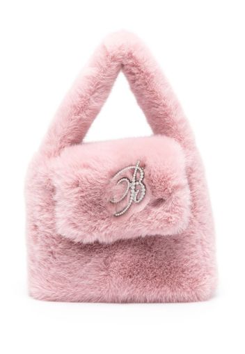 Blumarine logo-lettering textured-finish tote bag - Rosa