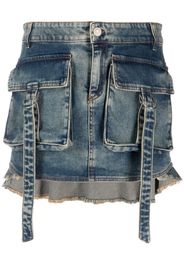 Blumarine cargo-pocket asymmetric denim skirt - Blau