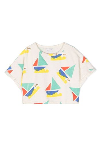 Bobo Choses boat-illustration crop T-shirt - Nude