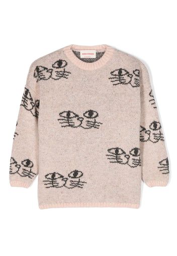 Bobo Choses Smiling Cat intarsia-knit jumper - Rosa