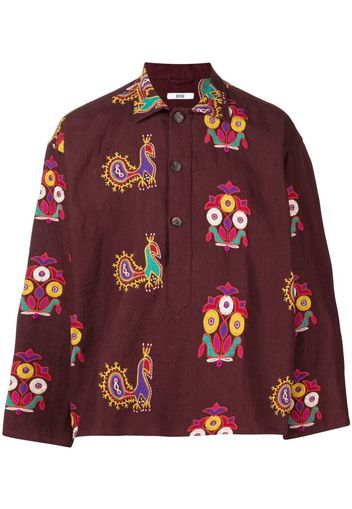 BODE embroidered long-sleeved shirt - Violett