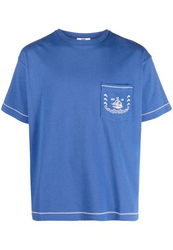 BODE sailboat cross-stitched T-shirt - Blau