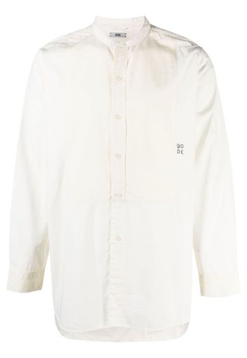 BODE logo-embroidered collarless shirt - Nude