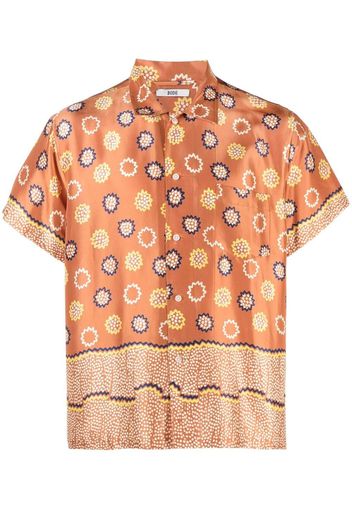 BODE floral print silk shirt - Braun