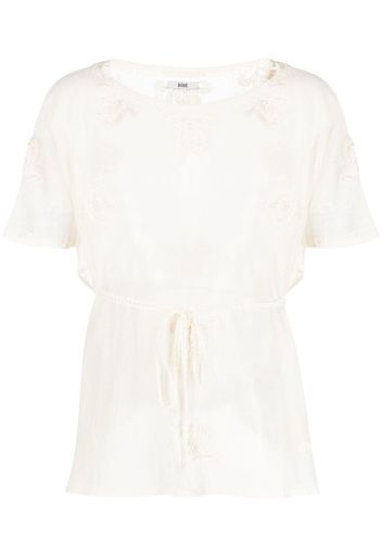 BODE cotton embroidered design top - Nude