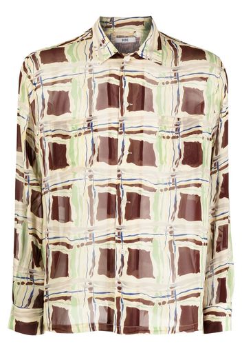 BODE graphic-printed silk shirt - Braun