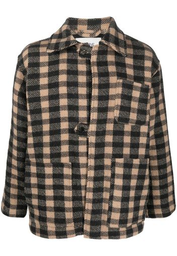 BODE gingham-check print shirt jacket - Braun