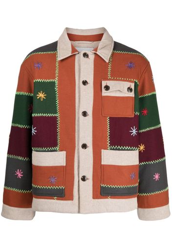 BODE contrast-stitching patchwork shirt jacket - Braun