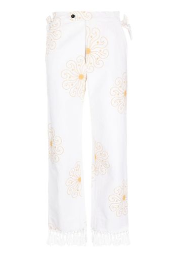 BODE Soleil fringed-hem trousers - Weiß