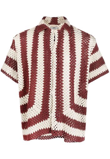 BODE striped crochet-knit shirt - Weiß