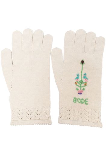 BODE logo-embroidered knitted gloves - Nude