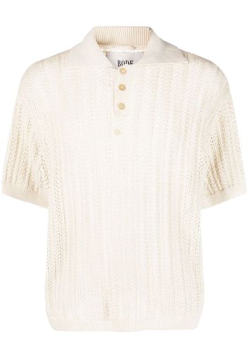 BODE open-knit linen polo shirt - Nude